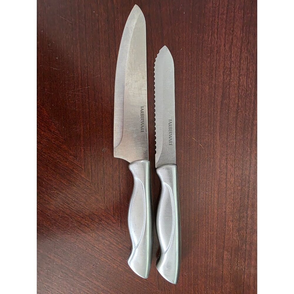 Farberware Stainless Steel Kitchen Knives Chef & Serrated Set Professional Culin